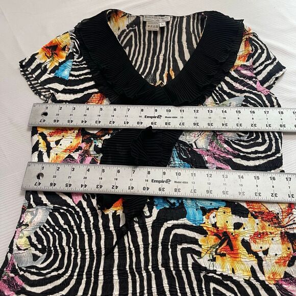 Alberto Makali Top VTG Y2k Zebra Multicolor Blouse Top Size Large - Picture 3 of 5